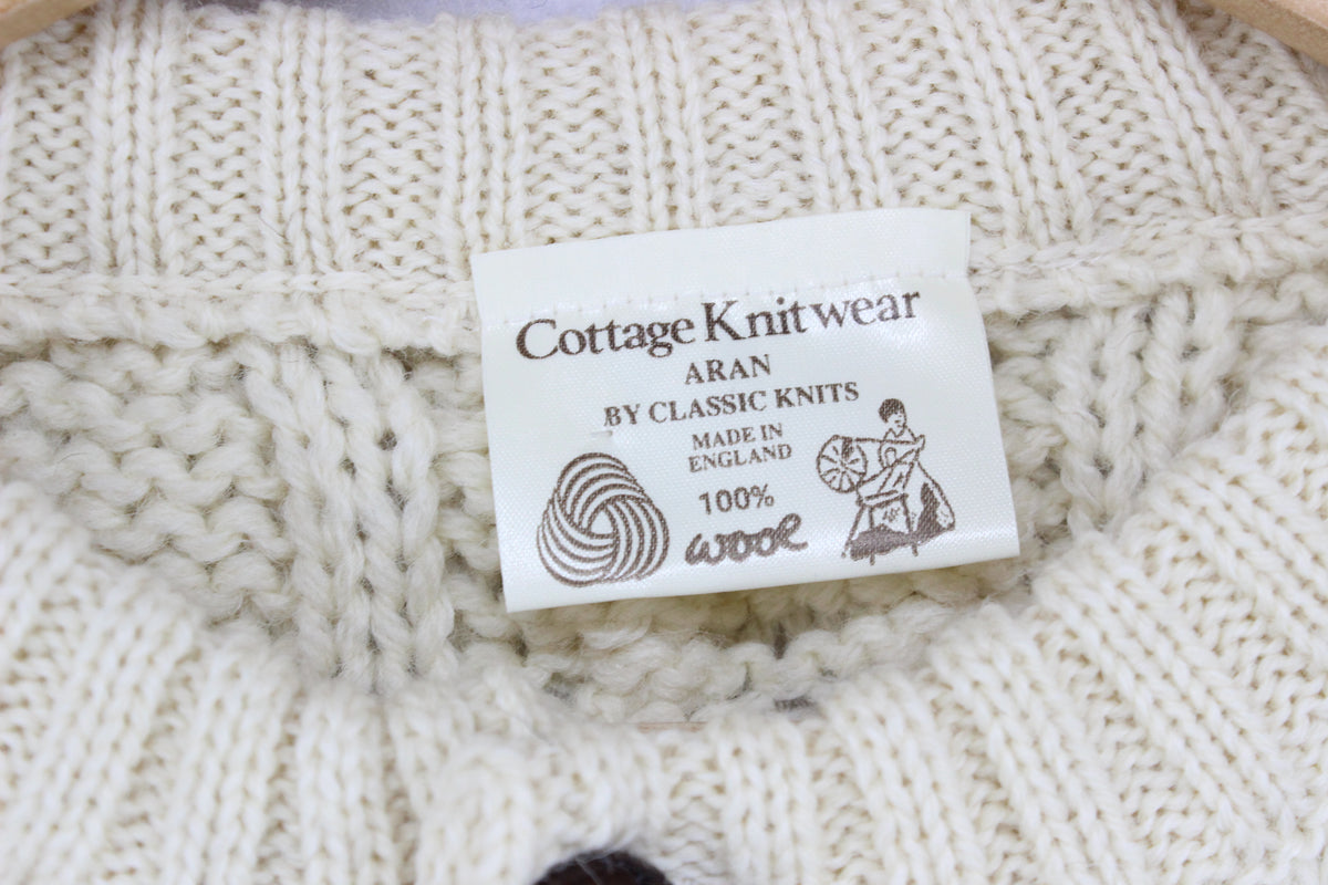 Womens Aran Cardigan Uk Made Cable Knit