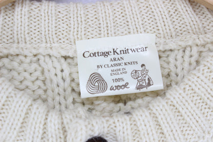 Womens Aran Cardigan Uk Made Cable Knit