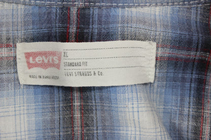 Mens Plaid Shirt Snap Long Sleeve Western