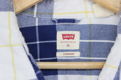 Mens Flannel Plaid Shirt Snap Long Sleeve Western