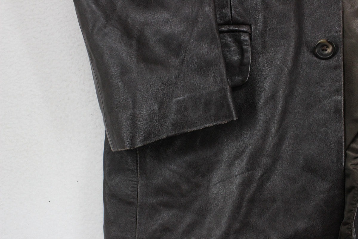 Mens Leather Jacket Blazer Long Sleeve