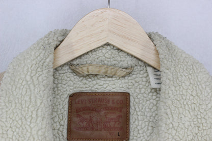 Mens Sherpa Denim Jacket Snap Lining Trucker