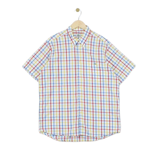 Mens Plaid Shirt  Short Sleeve Button Up