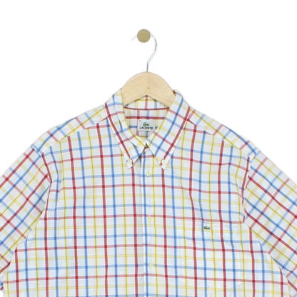 Mens Plaid Shirt  Short Sleeve Button Up