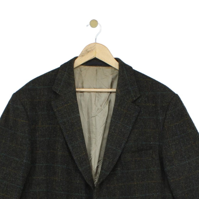 Mens Harris Tweed Blazer Long Classic Formal Check