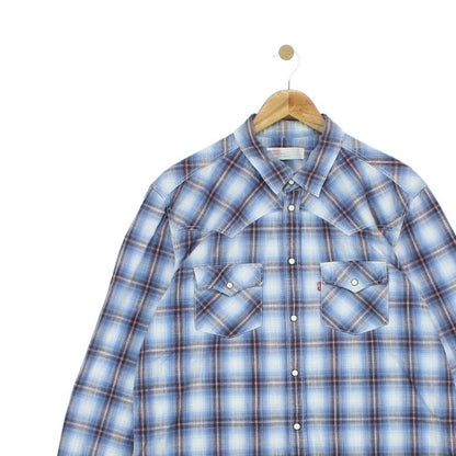 Mens Plaid Shirt Snap Long Sleeve Western