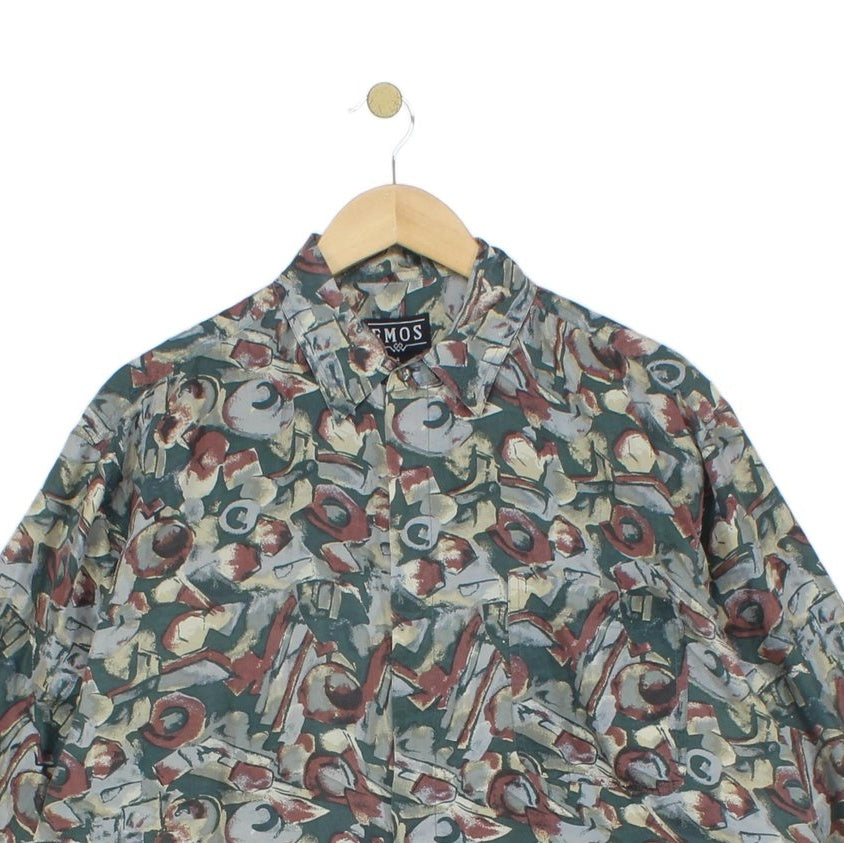 Mens Floral Silk Shirt Button Up Relaxed Fit