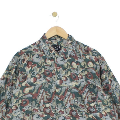 Mens Floral Silk Shirt Button Up Relaxed Fit