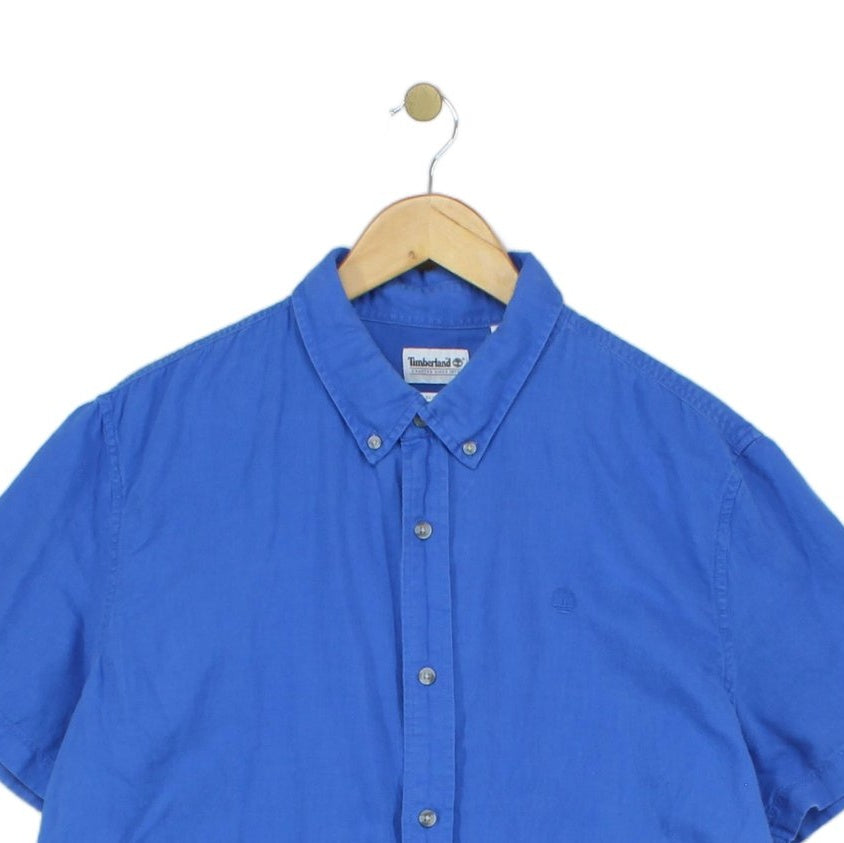 Mens Shirt Short Sleeve Slim Fit Cotton Linen