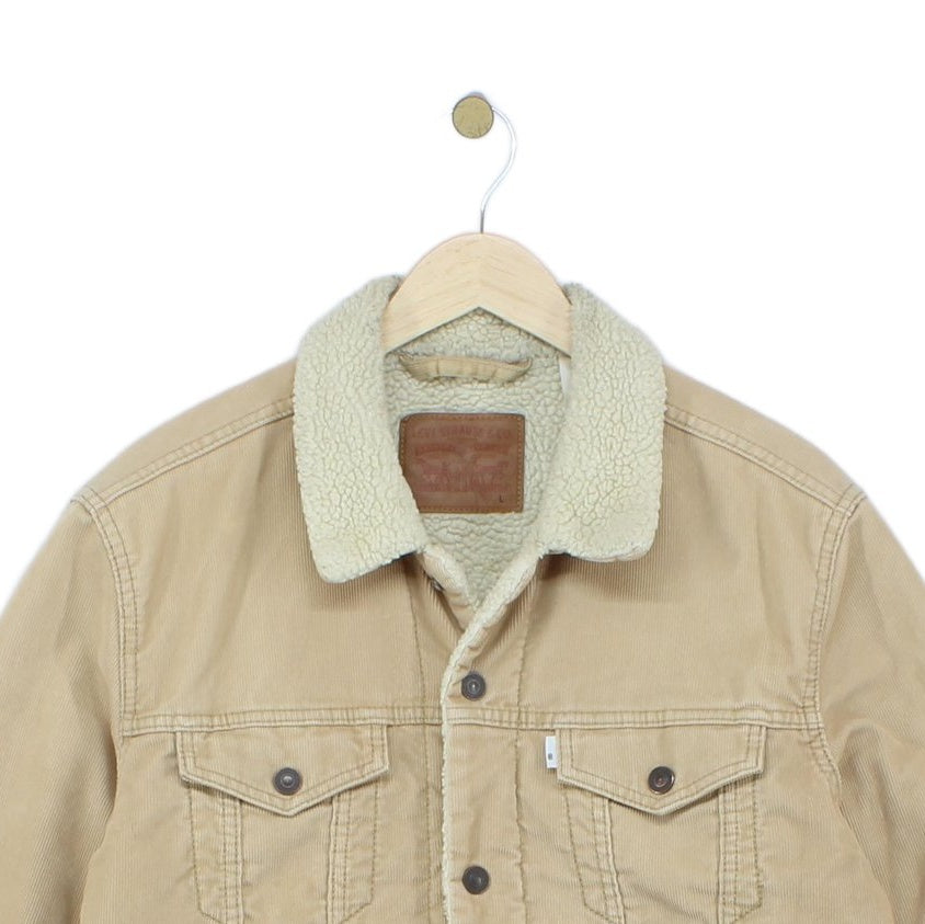 Mens Sherpa Denim Jacket Snap Lining Trucker