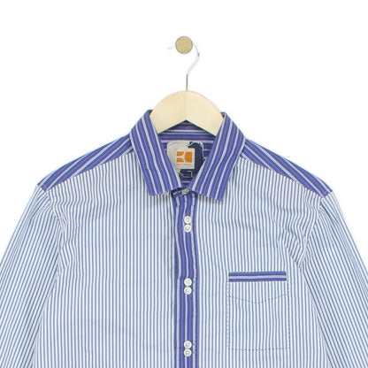 Mens Striped Shirt Slim Fit Long Sleeve Button Up