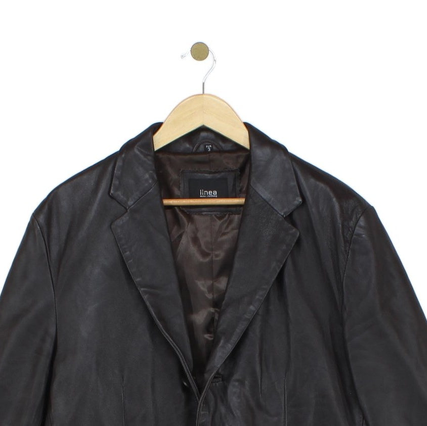 Mens Leather Jacket Blazer Long Sleeve