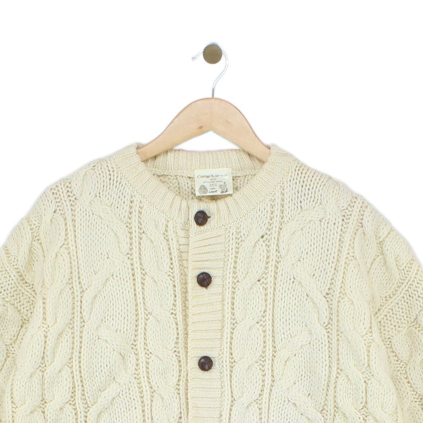Womens Aran Cardigan Uk Made Cable Knit