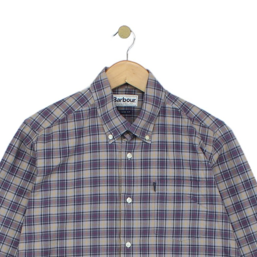 Mens Check Shirt Tailored Button Down