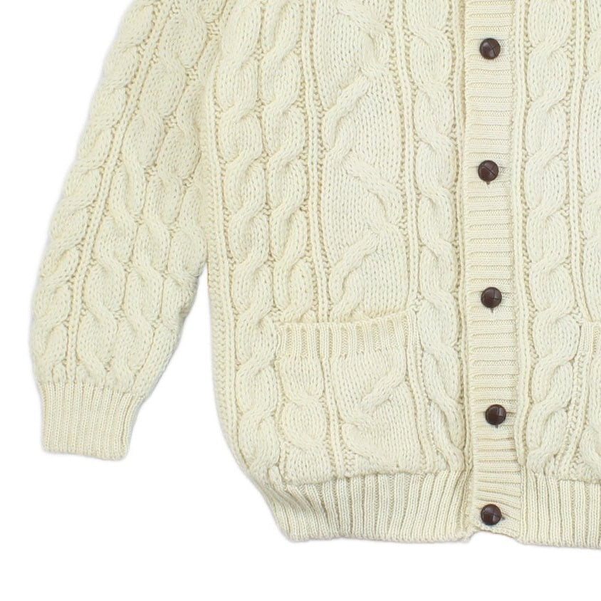 Womens Aran Cardigan Uk Made Cable Knit