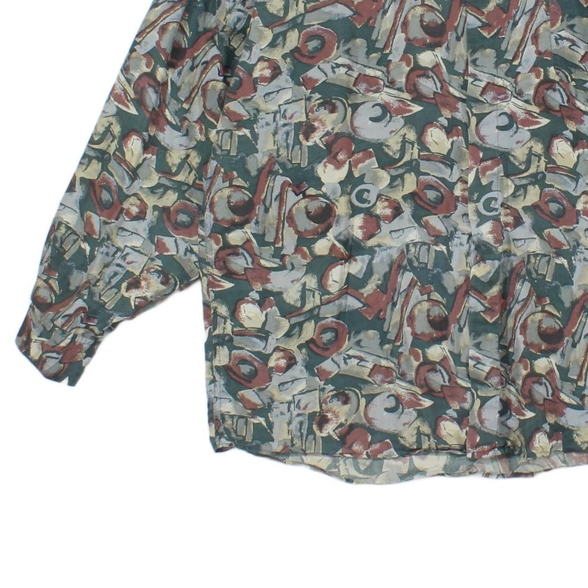 Mens Floral Silk Shirt Button Up Relaxed Fit