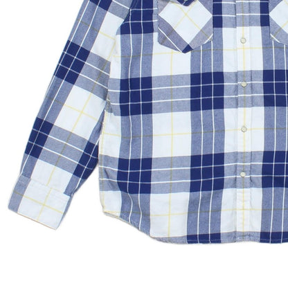 Mens Flannel Plaid Shirt Snap Long Sleeve Western