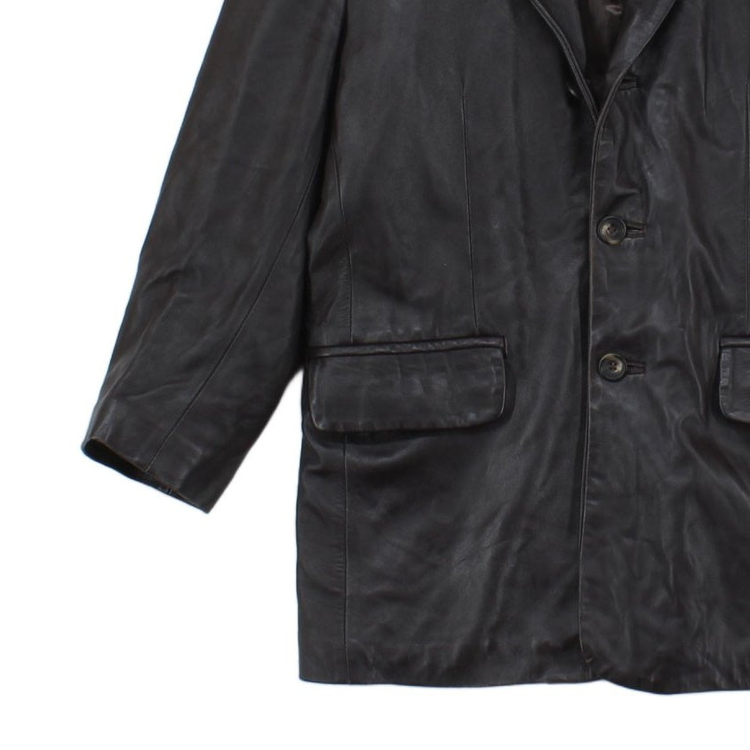 Mens Leather Jacket Blazer Long Sleeve