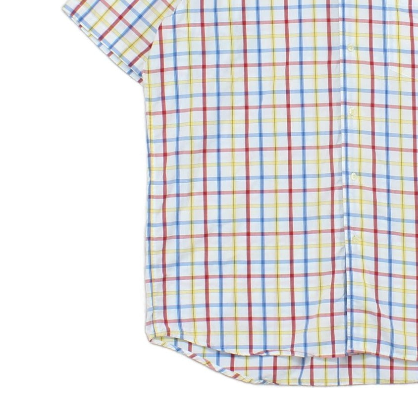 Mens Plaid Shirt  Short Sleeve Button Up