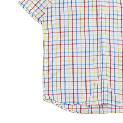Mens Plaid Shirt  Short Sleeve Button Up