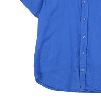 Mens Shirt Short Sleeve Slim Fit Cotton Linen