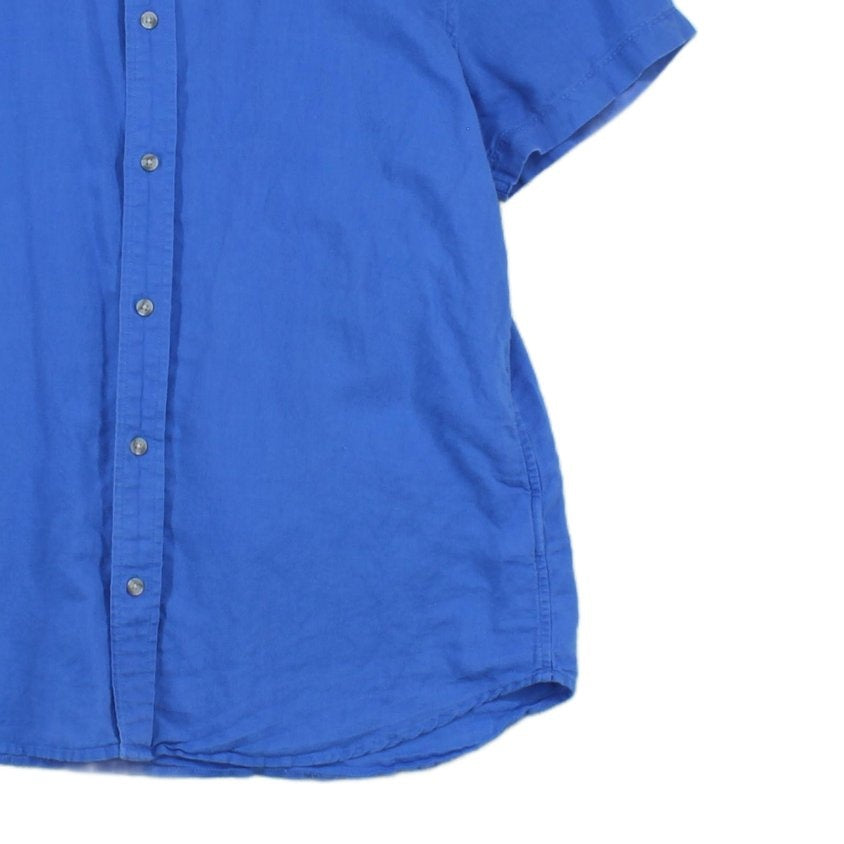 Mens Shirt Short Sleeve Slim Fit Cotton Linen