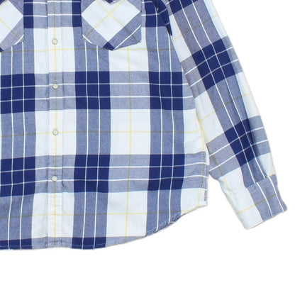 Mens Flannel Plaid Shirt Snap Long Sleeve Western