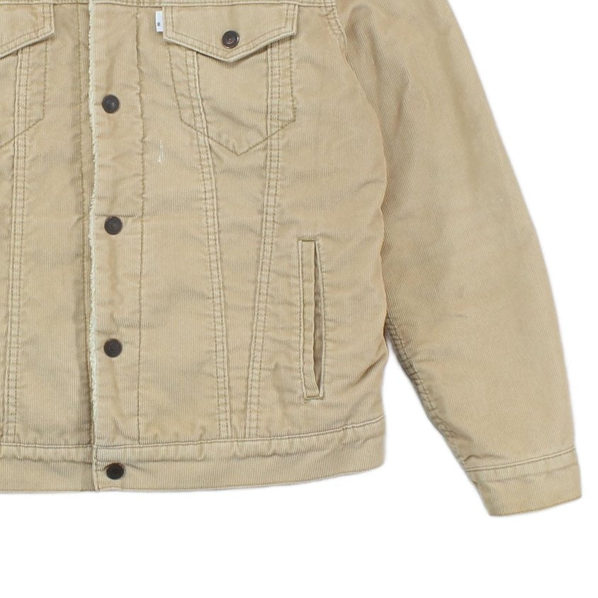 Mens Sherpa Denim Jacket Snap Lining Trucker