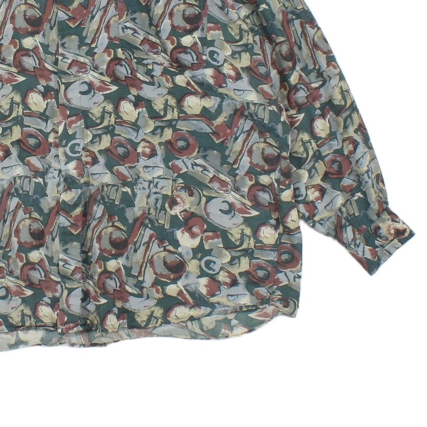 Mens Floral Silk Shirt Button Up Relaxed Fit