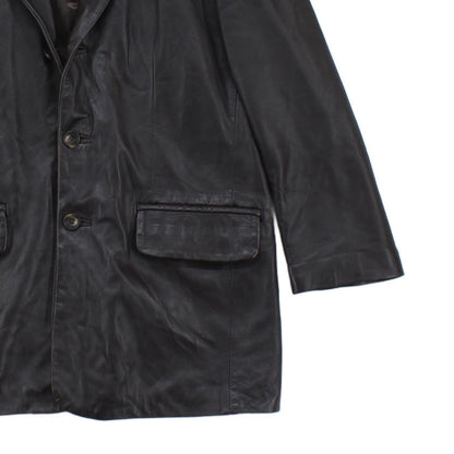 Mens Leather Jacket Blazer Long Sleeve