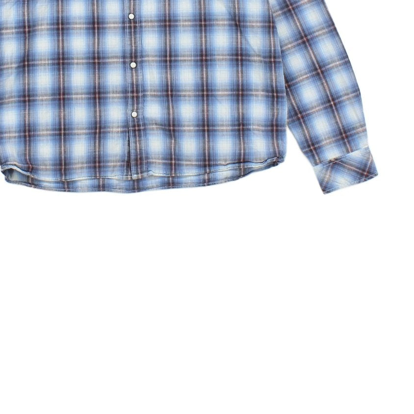 Mens Plaid Shirt Snap Long Sleeve Western