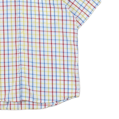 Mens Plaid Shirt  Short Sleeve Button Up