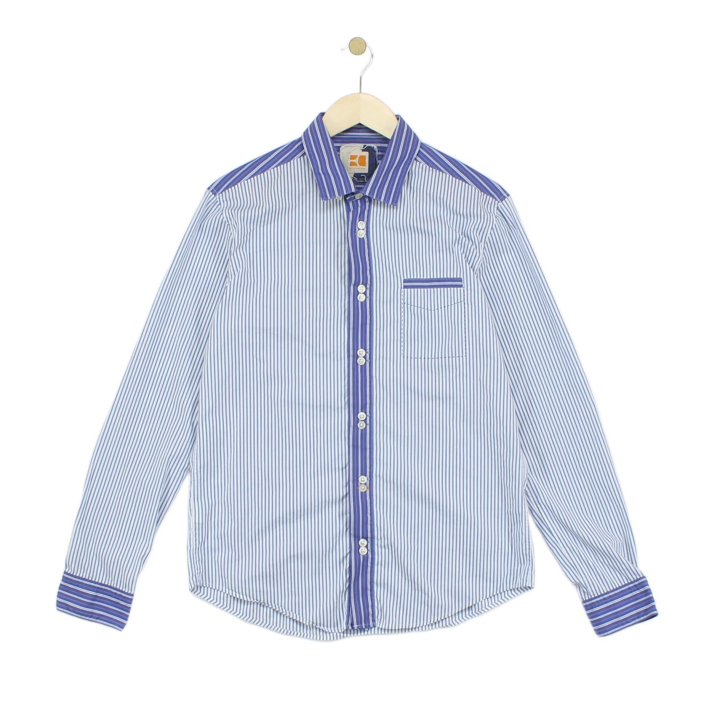 Mens Striped Shirt Slim Fit Long Sleeve Button Up