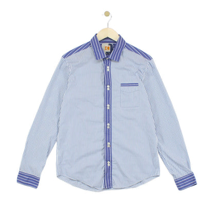 Mens Striped Shirt Slim Fit Long Sleeve Button Up