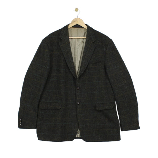 Mens Harris Tweed Blazer Long Classic Formal Check