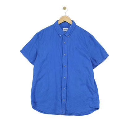 Mens Shirt Short Sleeve Slim Fit Cotton Linen