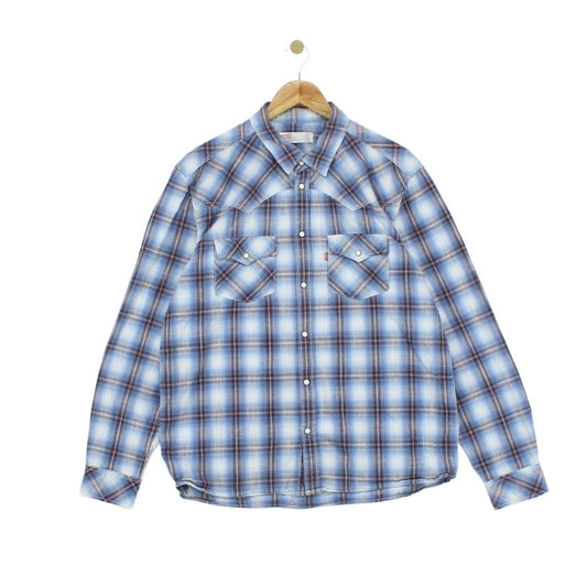 Mens Plaid Shirt Snap Long Sleeve Western