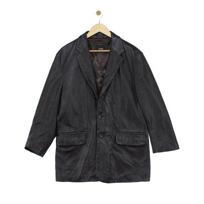 Mens Leather Jacket Blazer Long Sleeve