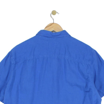 Mens Shirt Short Sleeve Slim Fit Cotton Linen