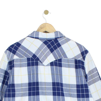 Mens Flannel Plaid Shirt Snap Long Sleeve Western