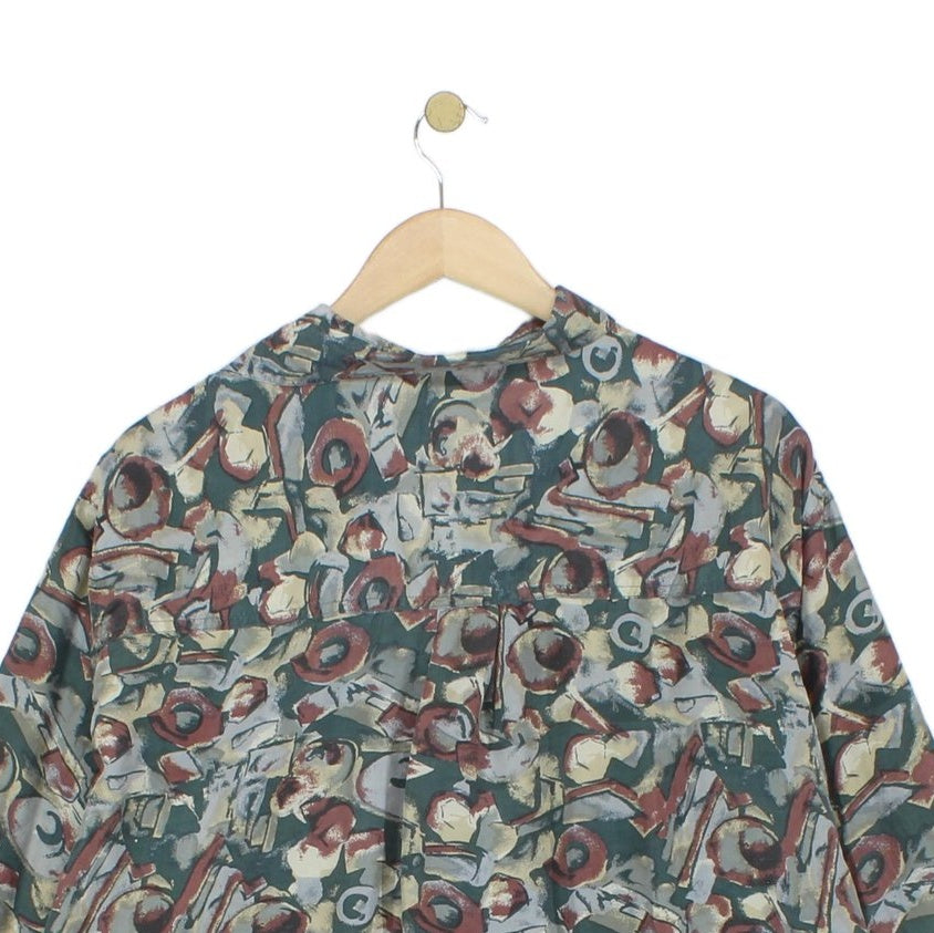 Mens Floral Silk Shirt Button Up Relaxed Fit