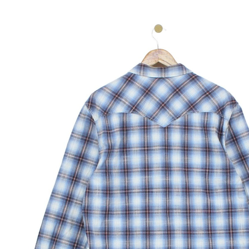 Mens Plaid Shirt Snap Long Sleeve Western
