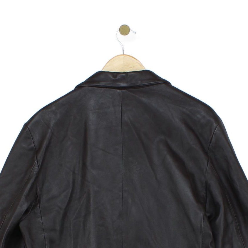 Mens Leather Jacket Blazer Long Sleeve