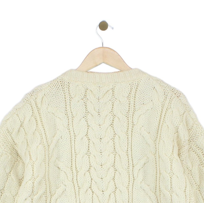 Womens Aran Cardigan Uk Made Cable Knit