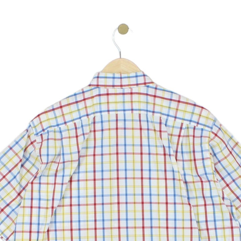 Mens Plaid Shirt  Short Sleeve Button Up