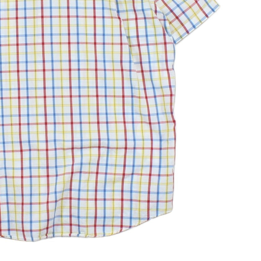 Mens Plaid Shirt  Short Sleeve Button Up