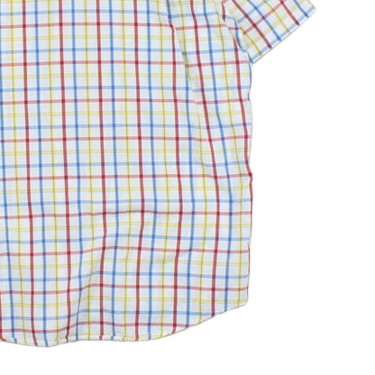 Mens Plaid Shirt  Short Sleeve Button Up