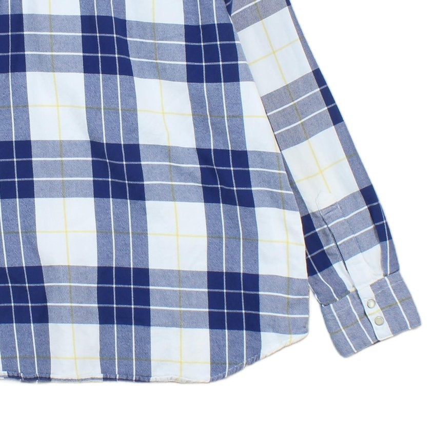 Mens Flannel Plaid Shirt Snap Long Sleeve Western