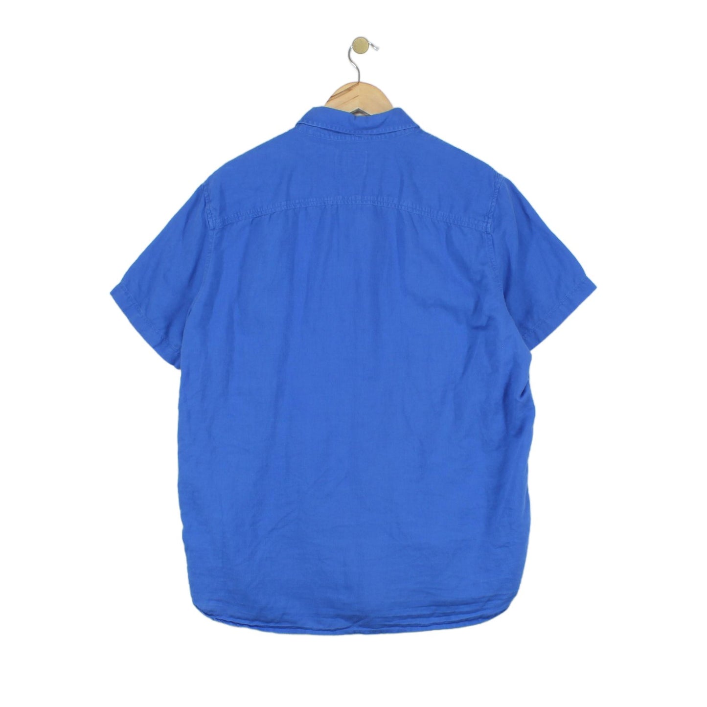 Mens Shirt Short Sleeve Slim Fit Cotton Linen