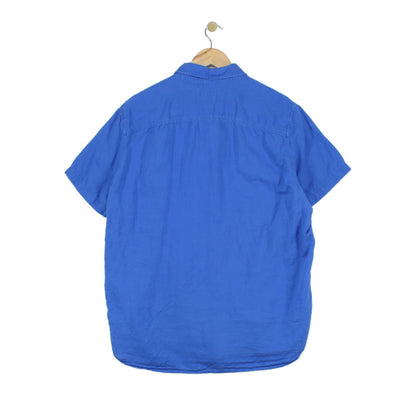 Mens Shirt Short Sleeve Slim Fit Cotton Linen